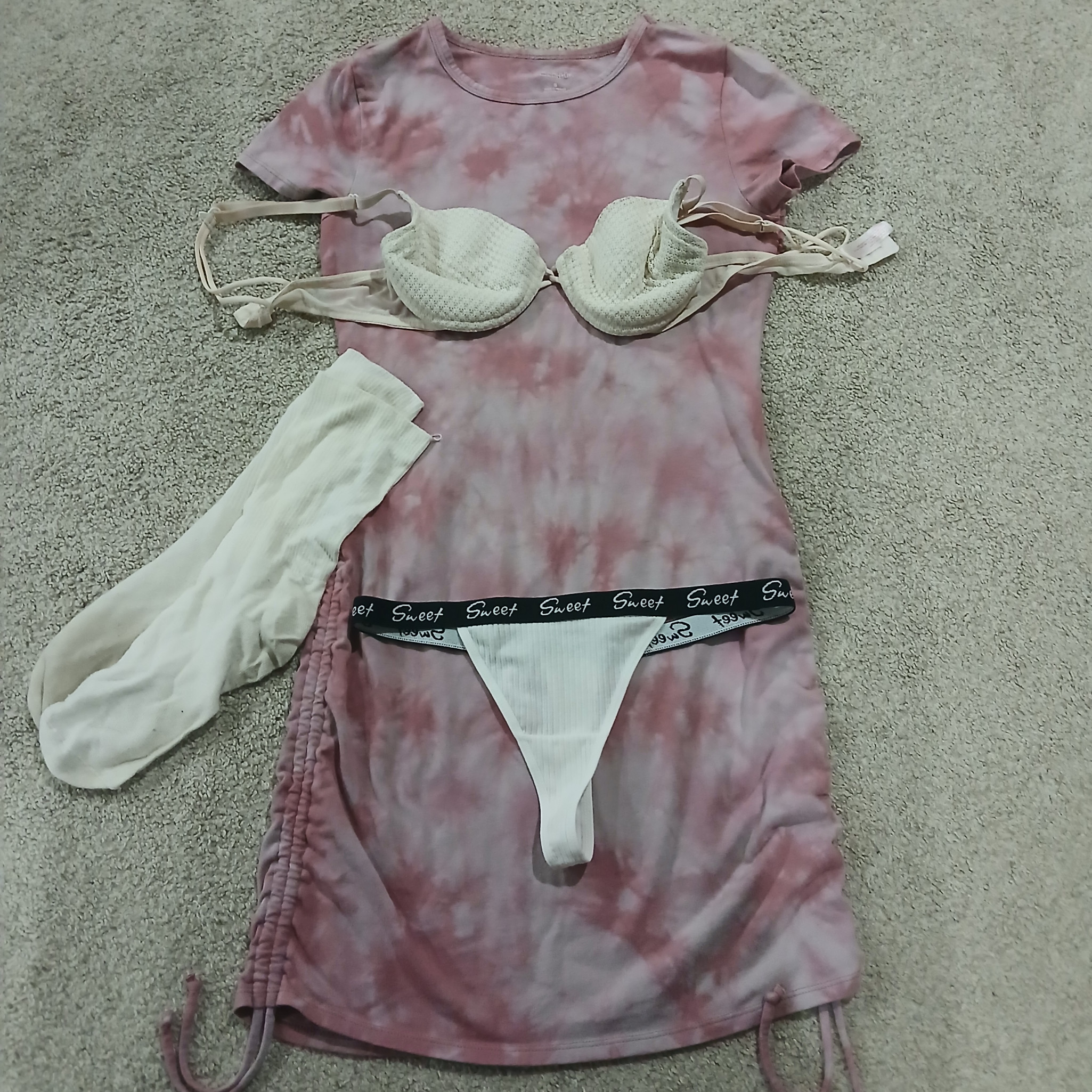 Mailed White Thong Outfit With Bra Socks Dress And 3 Vids